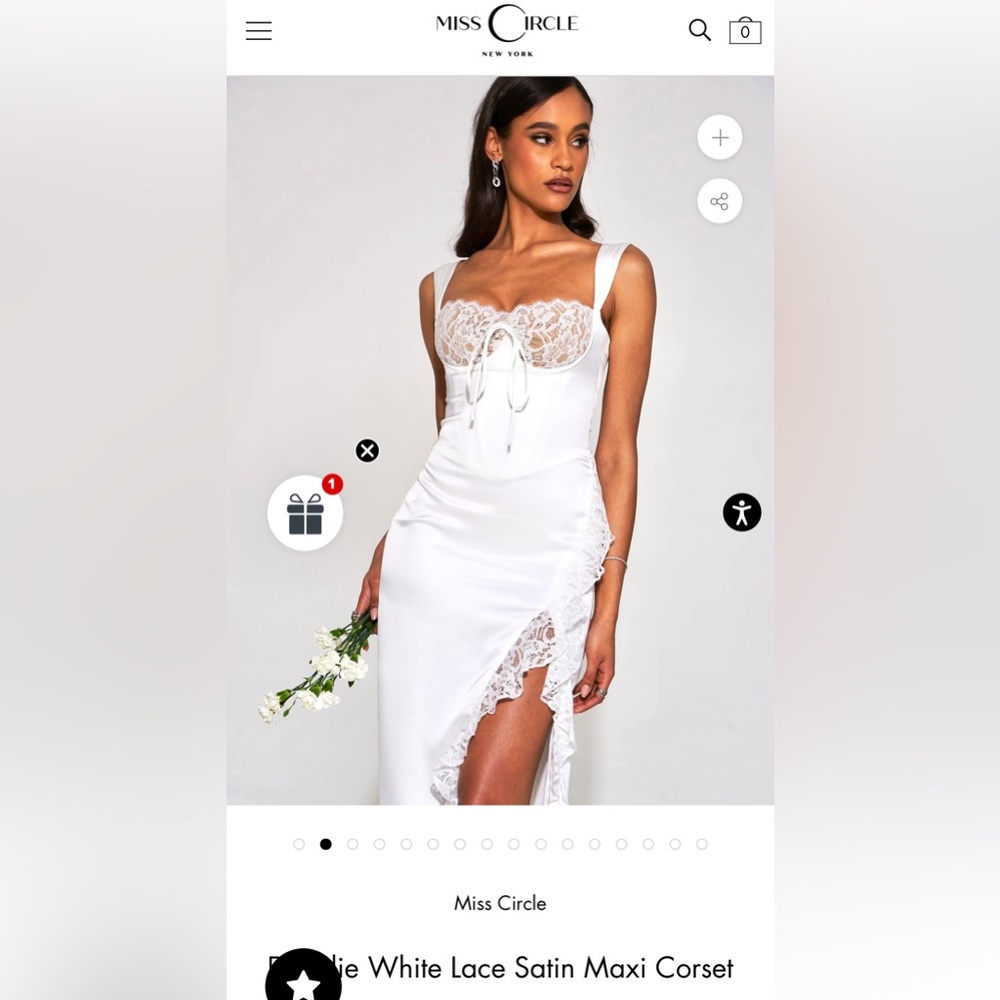 Miss Circle Freddie Lace White Satin Maxi Corset Dress